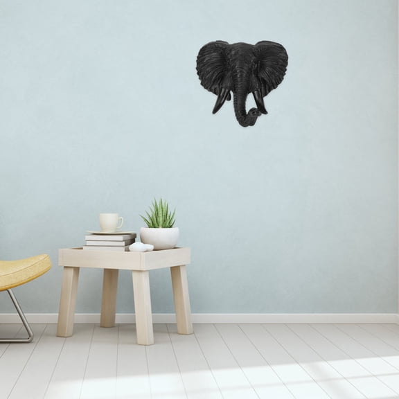 HONMEET Artificial Elephant Head Resin Wall Art Black Animal Head Wall Hanging Ornament