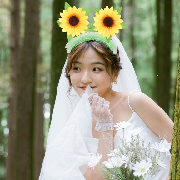 HONMEET Floral Sunflower Hairband with Dynamic Display Ideal for Party and Stage Use