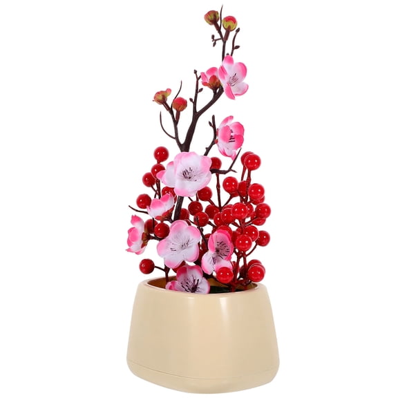 HONMEET Realistic Artificial Bonsai Plum Blossom Tree for Table Centerpiece