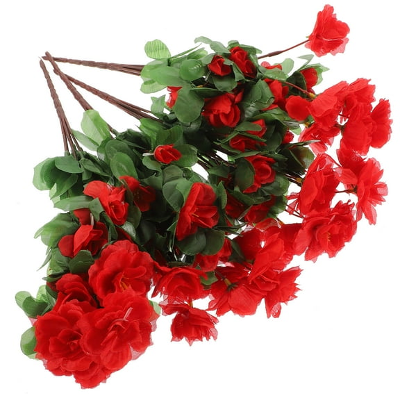 HONMEET Artificial Flower Ornament Red Rhododendrons Silk Cloth Plastic Iron 15X33CM Home Decor