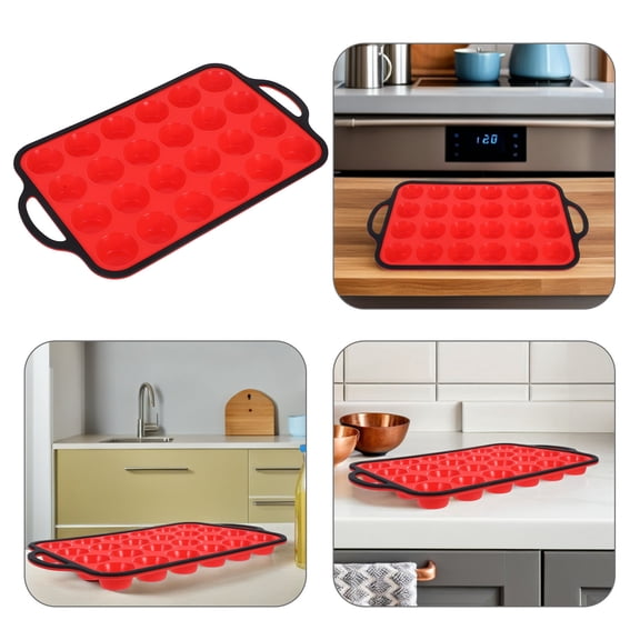 HONMEET Red Silicone Muffin Pan with Metal Frame, Non-Stick Bakeware for , Muffins, and Baking
