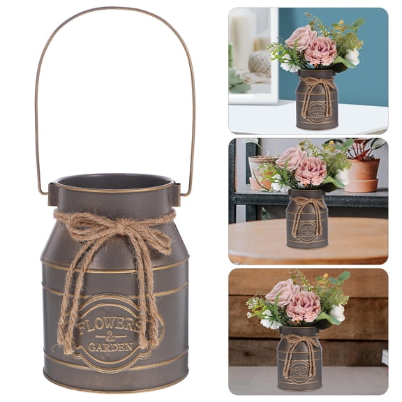 HONMEET Balcony Planter 1Set in Grey Iron with Rustic Style for