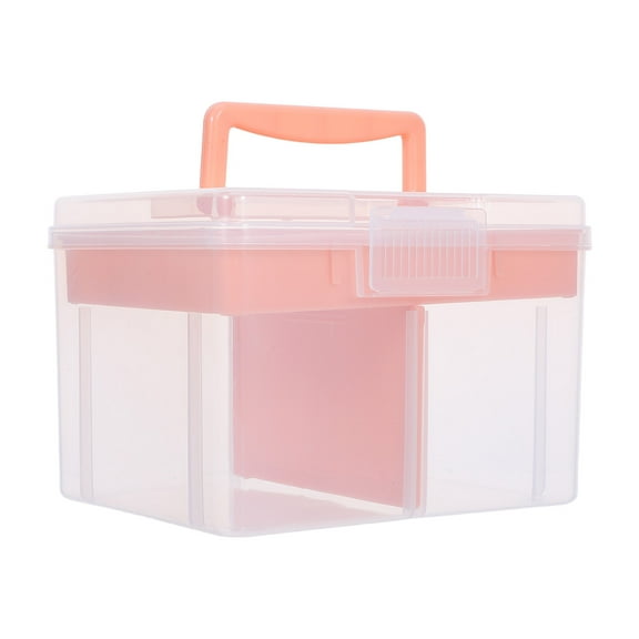 HONMEET Clear Plastic Storage Case with Removable Tray for Cosmetics, Hair Accessories, and Small Items Organizer