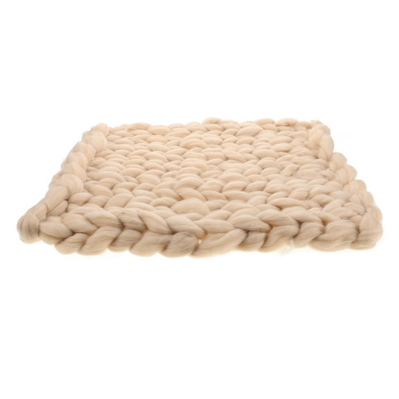 HONMEET Handmade Chunky Knit Blanket Beige Soft Warm Throw for Bed Sofa Nordic Style Cozy Home Decor
