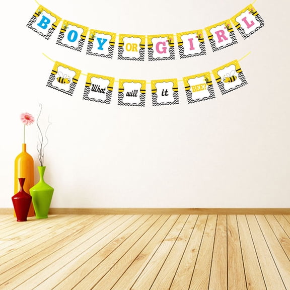 HONMEET Decorative Banner Set Yellow for Gender Reveal and Birthday Decoration
