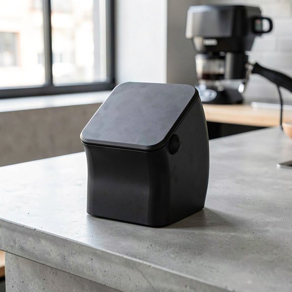 HONMEET Espresso Knock Box with Lid, Black Bin, Non- Base, Waste Container for Coffee Machine