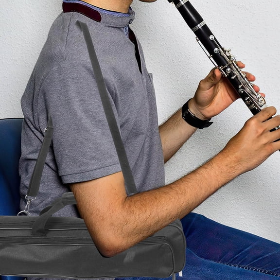 HONMEET Portable Black Flute Storage Case with Comfortable Shoulder Strap for Musicians