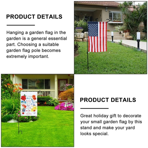 HONMEET Black Garden Flag Rack Sturdy Pole Holder for Hanging Flags in Yard and Garden