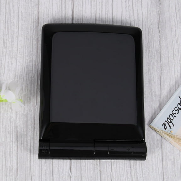 HONMEET Black LED Folding Mirror with Built in 8 LED Lights Portable Makeup Mirror for Travel Use