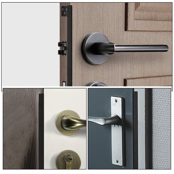 HONMEET Black Metal Door Latch Protector Plate for Outswing Doors with Sleek Invisible Security Design