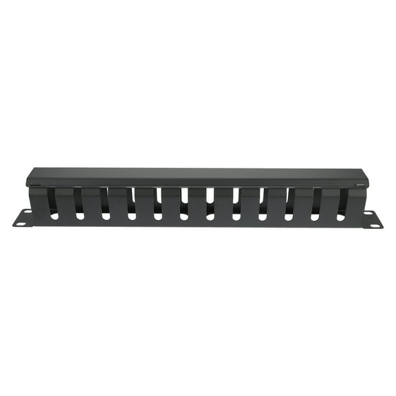 HONMEET Black Metal Horizontal Cable Manager Rack for Network and Server Cable Management