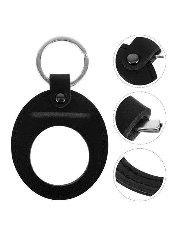 Black PU Holder Keychain Display Case for Collectible , 1 Piece Storage Accessory