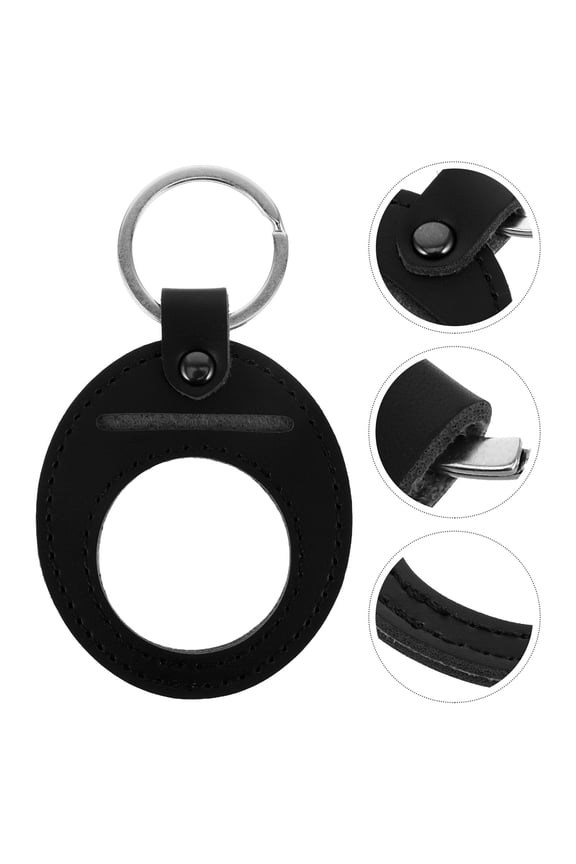 Black PU Holder Keychain Display Case for Collectible , 1 Piece Storage Accessory