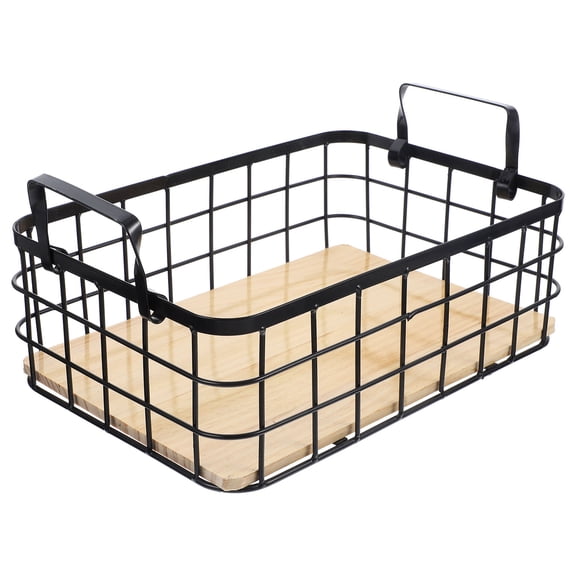 HONMEET Black Metal Wire Basket for Kitchen Storage and Organization, Rectangular Organizer Bin, 1 Piece