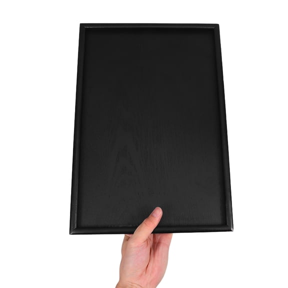HONMEET Black Wooden Rectangle Serving Tray for Parties, Kitchen, Dining, and Everyday Use