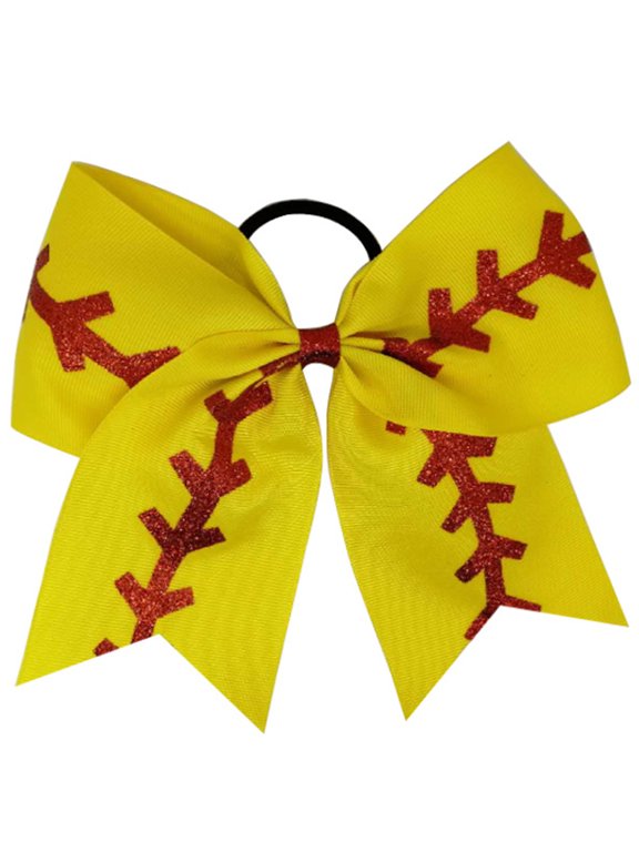 Vibrant Blue Baseball Hair Bow Soft Elastic for Sports and Cheerleading
