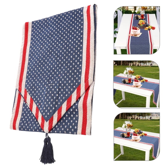 HONMEET Blue Table Cloth with Patriotic Design for Banquet Sideboard Porch Ark Decoration