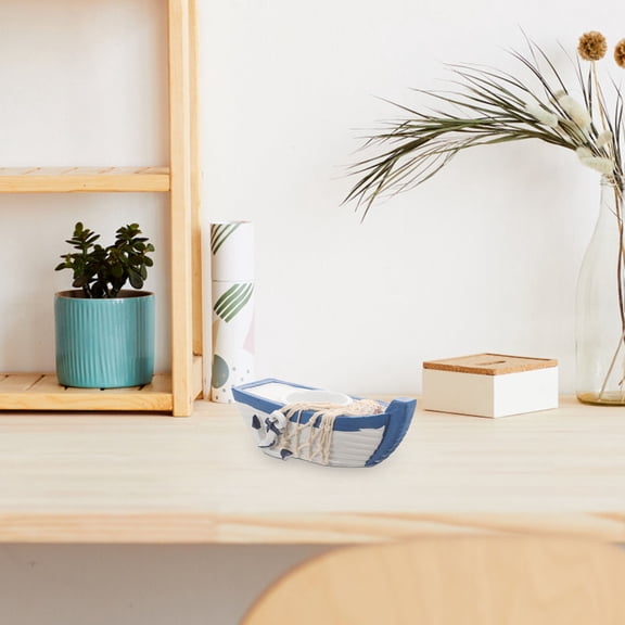 HONMEET Boat Shape Resin Candle Holder Nautical Theme Decorative Tea Light Holder for Dining Table