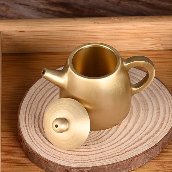 HONMEET Brass Mini Tea Kettle for Micro Landscape Decoration Golden 1Set