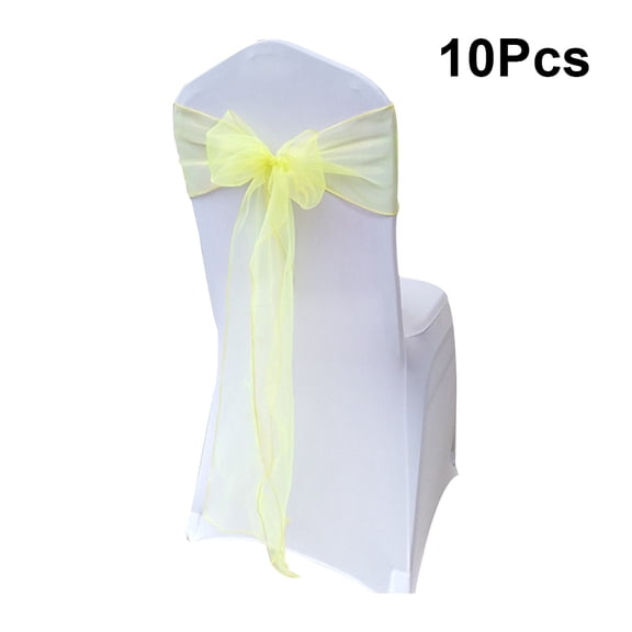 HONMEET Yellow Organza Chair Sashes for Wedding and Party Decorations, Elegant Chair Back Ribbons for Event Decor
