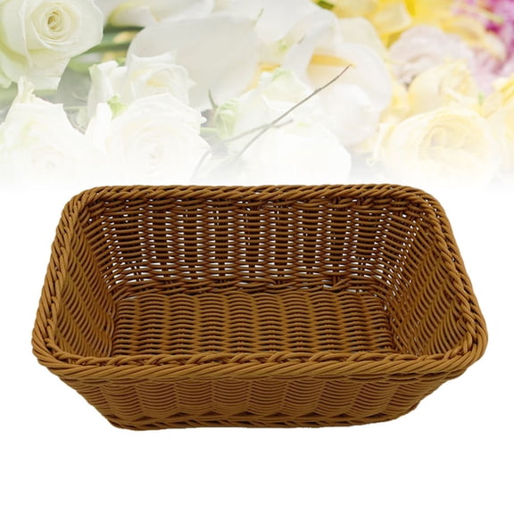 HONMEET Brown Imitation Rattan Basket for Serving Bread Rolls Snacks and Vegetables