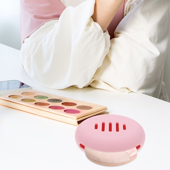 HONMEET Brush Cleaning Mat Makeup Sponge Holder Round Pink Skin Protection 2Pcs