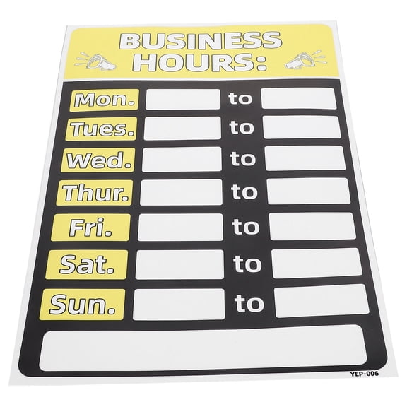 HONMEET Business Hours Sign for Glass Door Yellow PVC Adhesive Sticker for Store Opening and Closing Hours