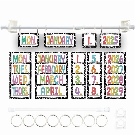 TABLZONE Classroom Calendar Bulletin Board Set with Flip Date Cards and Holder