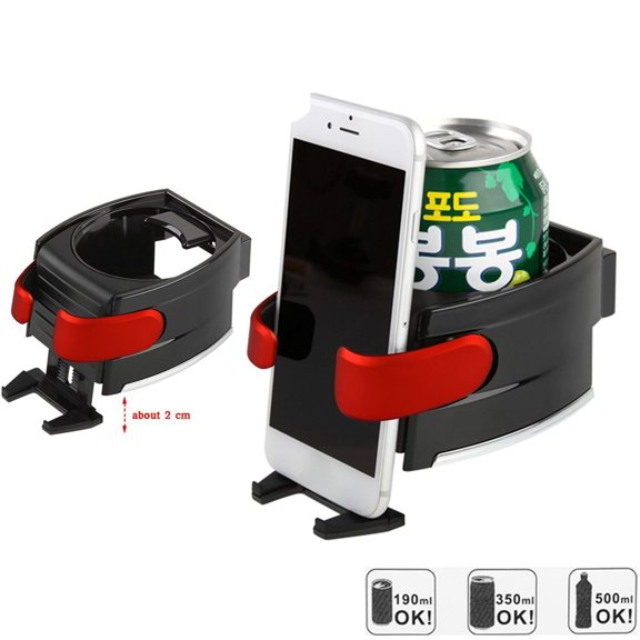 HONMEET Car Phone Holder and Bottle Mount Holder for Car Use with Stretchable Base in Black