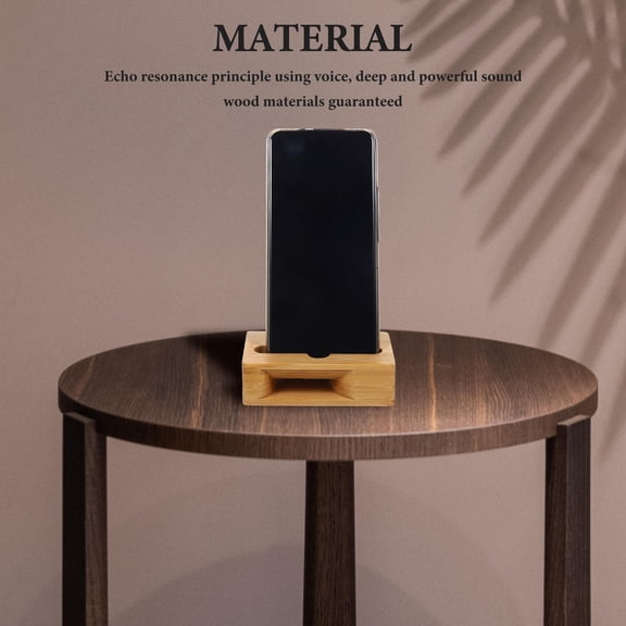HONMEET Wooden Cell Phone Amplifier and Stand with Natural Wood Finish, Stylish Holder for Office and Home Use, 1 Set