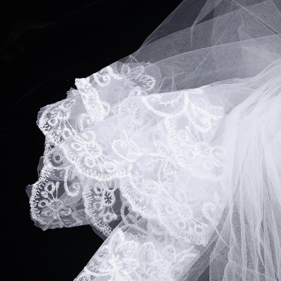 HONMEET Chapel Veils Bridal Accessories Wedding Photo Props Elegant Bridal Veil White 1Pack