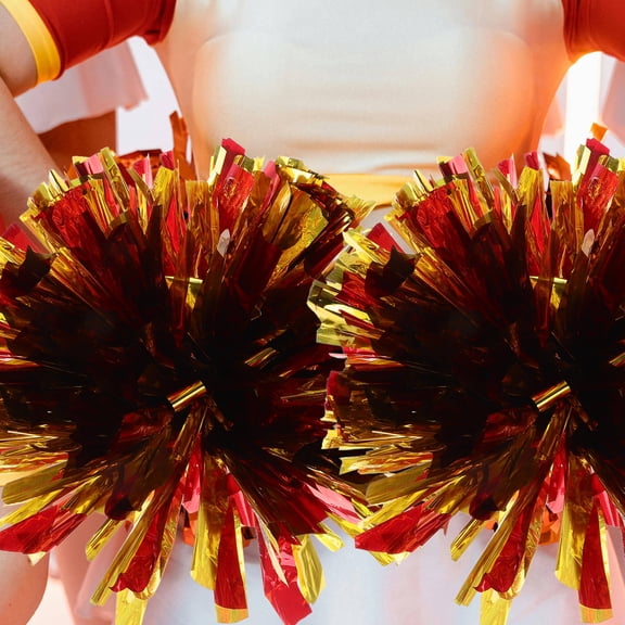 HONMEET Cheerleading Pom Poms 10Pcs Red with Silver for Parties and Weddings Dance Performances