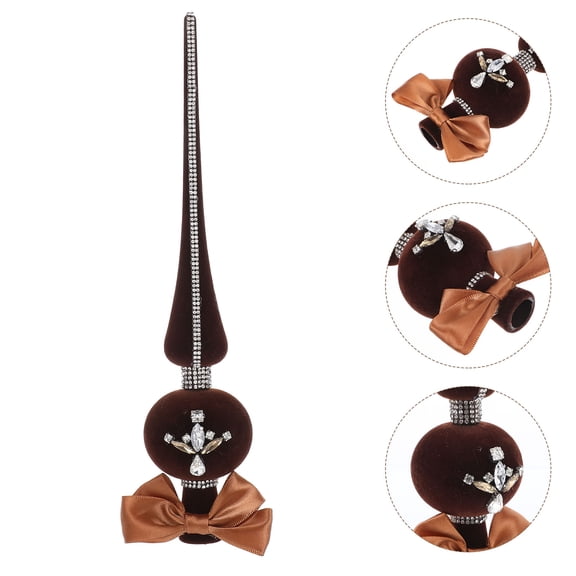 HONMEET Elegant Topper with Rhinestones and Flocking Fabric, Versatile Holiday Decoration