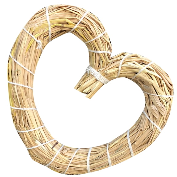 HONMEET Heart Shaped Wreath Straw Frame Beige for Home Decor, Party Decoration, Wedding, Seasonal and Craft Use