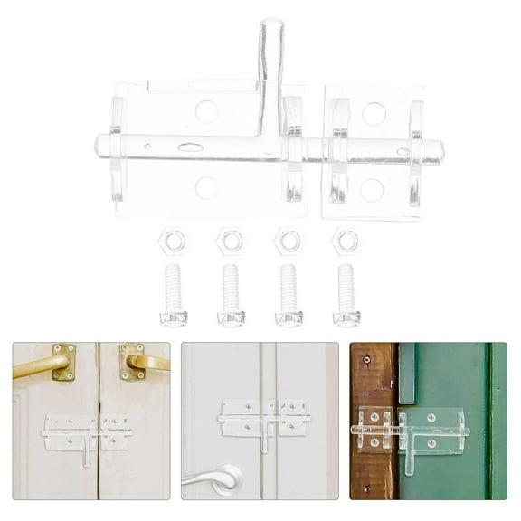 HONMEET Clear Acrylic Door Lock Latch Easy Install Sliding Bolt Hasp for Home Security