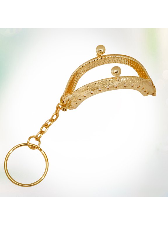 Keychain Clutch Bag Frame with Semicircle Pendant and Golden Metal Clasp Lock for Keys and Accessories