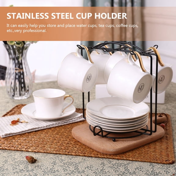 HONMEET Decorative Mug Tree, Black Stainless Steel, Ideal for Home Organization