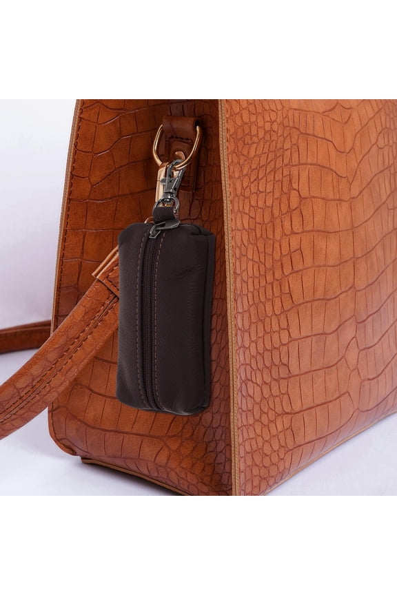 Versatile Coffee Key Pouch with Zippered Coin and Card Organizer