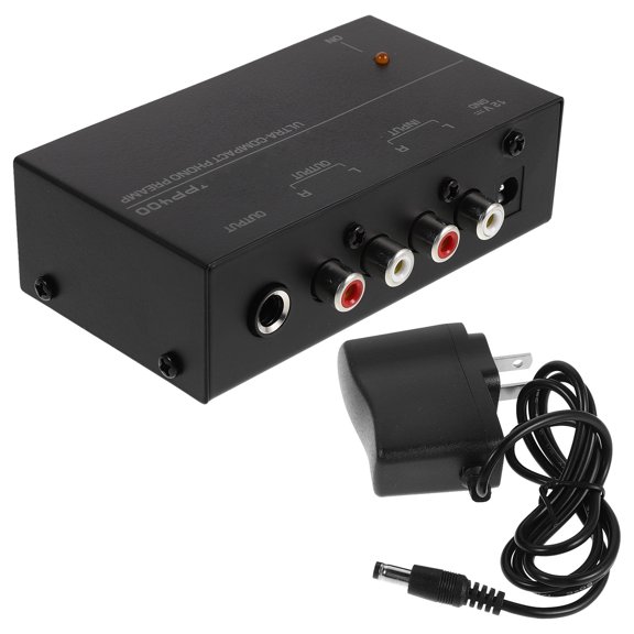 HONMEET Compact Metal Stereo Amplifier for Turntable with High Fidelity Sound Black