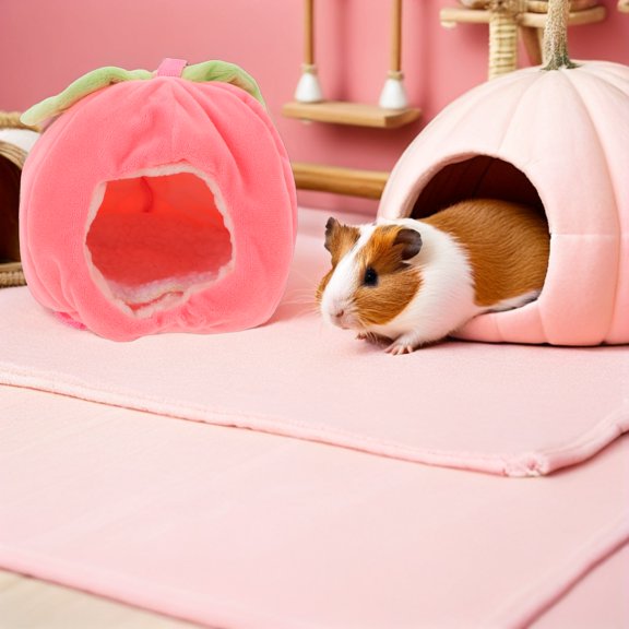 HONMEET Cozy Warm Hamster Bed with Fruit Pattern, Soft Nest for Dwarf Hamsters, Mice, and Small Pets
