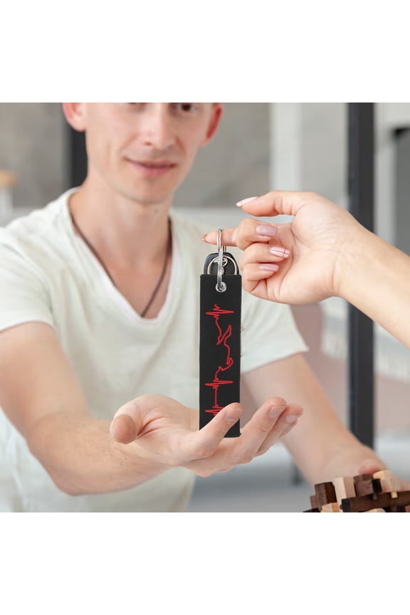 Motorcycle Car Keys Holder with Stylish Red Embroidery on Black Fabric Durable and Unique