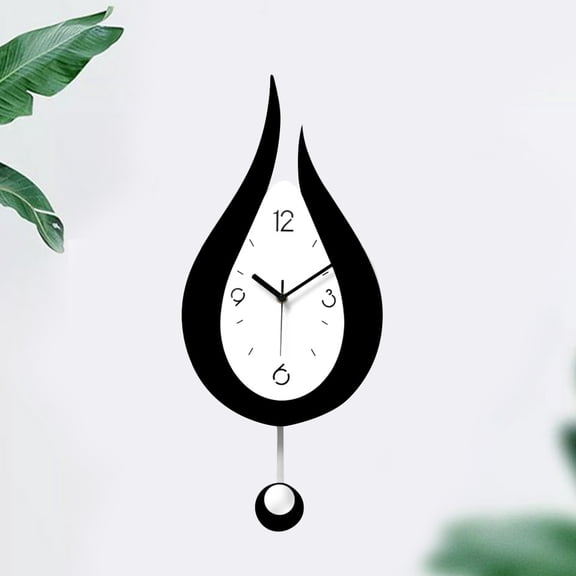 HONMEET Creative Clock Wall Clock Black Water Drop Shape Decoration Timekeeping Indoor Use 1Set