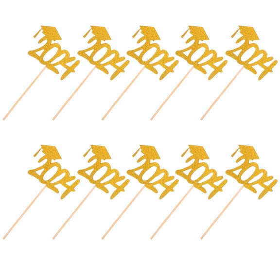 HONMEET Graduation Congrats Picks in Golden, Paper and Wood Material, Perfect for Cake Decor