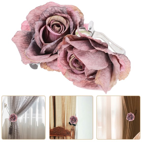 HONMEET Flower Curtain Tiebacks Clips Rose Flower Curtain Tieback Clips Stainless Steel 2Pcs
