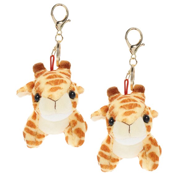 HONMEET 2-Pack Cute Orange Giraffe Plush Keychains Soft Animal Bag Charms Accessories