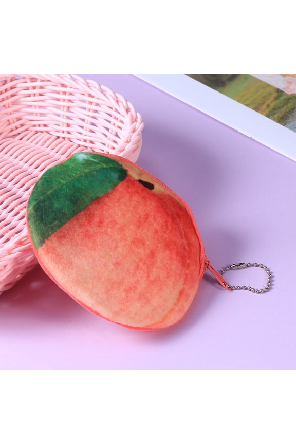 Small Plush Purse with Fruit Design, Zipper Wallet for Back to School, Multi-Color, 1 Piece