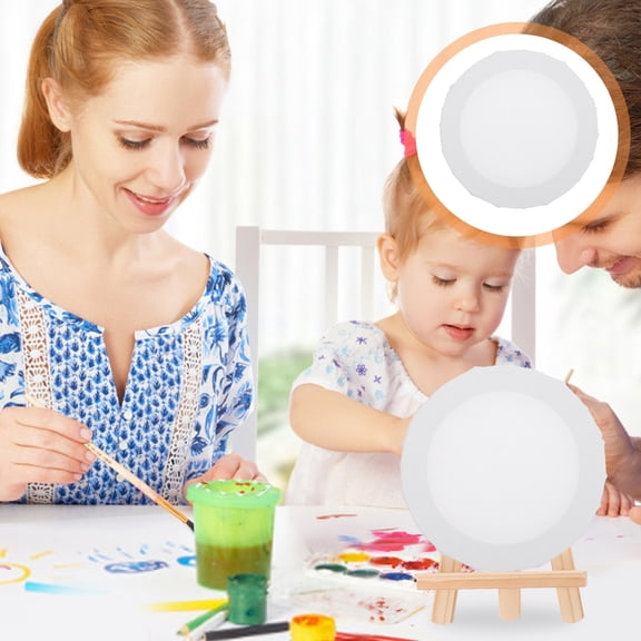 HONMEET DIY Canvas Panels for Drawing Use White Linen Art Boards Set of 3 Round Small Size 4.7 Inches