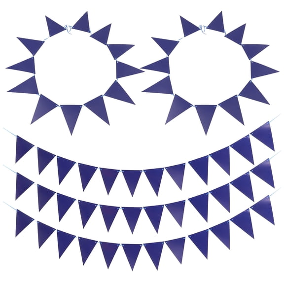 HONMEET Dark Blue Blank Pennant Banners for DIY Decor Paper Flags Perfect for Parties and Holidays 5 Pcs