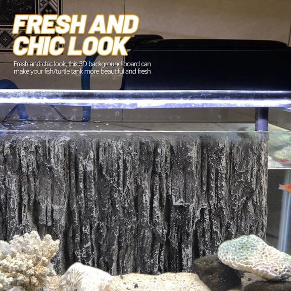 HONMEET PU Material Reptile Background Board Dark Grey 3D Decorative Backdrop for Snake Habitat