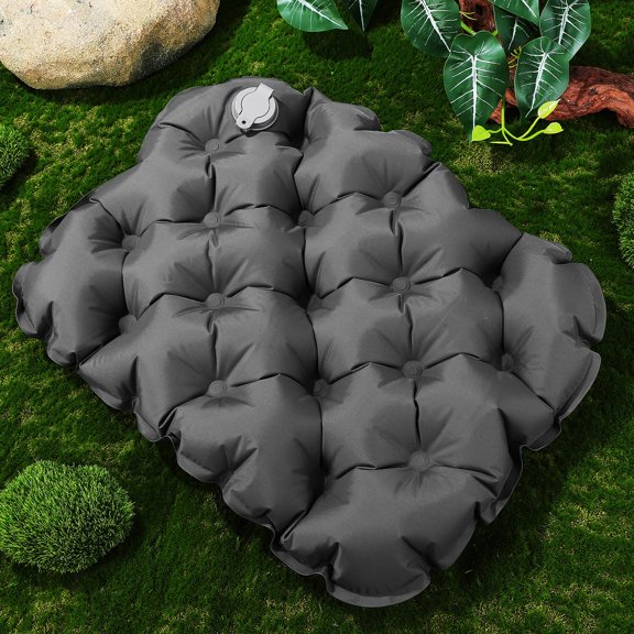 HONMEET Dark Grey Portable Inflatable Sitting Pad Durable Cushion with Storage Pouch for Camping
